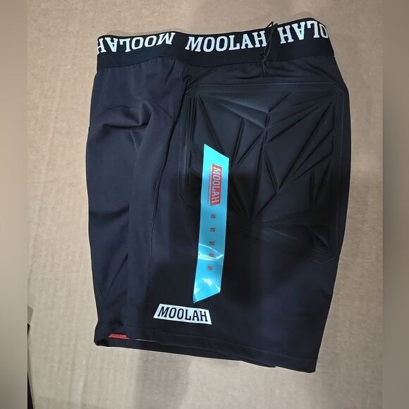 Moolah Womens Solid Black Padded Athletic Compression Shorts - Picture 3 of 5